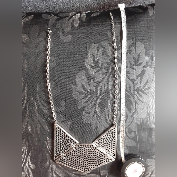 2/$20! Statement necklace, geometric perforated steel, articulated - Picture 2 of 4